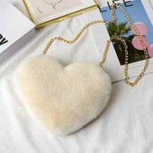Load image into Gallery viewer, Crossbody Bags for Women Rex Rabbit Fur Love Bag Peach Heart Bag Chain Bag Fashion Shoulder Cross-chain Female Bag