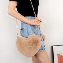 Load image into Gallery viewer, Crossbody Bags for Women Rex Rabbit Fur Love Bag Peach Heart Bag Chain Bag Fashion Shoulder Cross-chain Female Bag