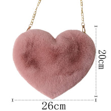 Load image into Gallery viewer, Crossbody Bags for Women Rex Rabbit Fur Love Bag Peach Heart Bag Chain Bag Fashion Shoulder Cross-chain Female Bag