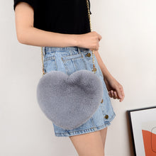 Load image into Gallery viewer, Crossbody Bags for Women Rex Rabbit Fur Love Bag Peach Heart Bag Chain Bag Fashion Shoulder Cross-chain Female Bag