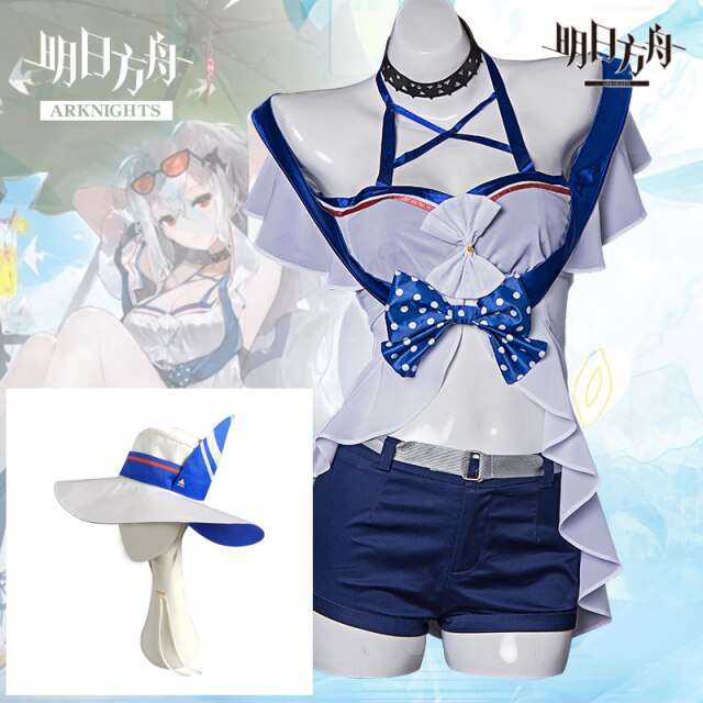 Customize Arknights GUARD Skadi Coral Coast Cosplay Costumes Sexy Costume Women Sexy Swimsuit Sun Hat Suit Halloween Dress Up