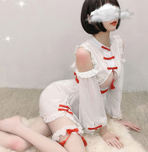 Load image into Gallery viewer, Cute Cheongsam Witch Cosplay Costume Black White Sexy Perspective Dress Retro Lovely Mesh Temptation Classical Kawaii Lingerie