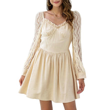 Load image into Gallery viewer, Cute Dress Women&#39;s Fashion Solid Ruffle V Neck Long Lantern Sleeve High Waist 2021 Casual Mini Dress Vestidos Female Loose Party