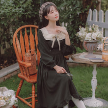 Load image into Gallery viewer, Cute Elegant Dress Long Sleeve Female Fall Bow Lotus Leaf Stitching Doll Collar Sweet Soft Sister Kawaii Dress Red Vintage Dress