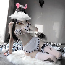 Load image into Gallery viewer, Cute Japanese Girl Sexy Tail Girlfriend Cow Maid Cosplay Sexy Costumes Bikini Swimsuit Anime Lingerie Lolita Bra and Panty Set