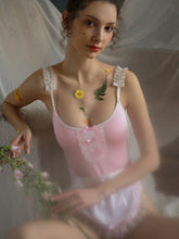 Load image into Gallery viewer, Cute Pink Maid Uniforms Sexy Lace Sling Leotard with Ruffles Aprons Women Rabbit Bunny Cosplay Costume Erotic Lingerie Outfit