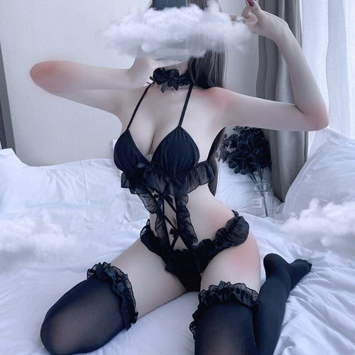 Cute Sexy Underwear Temptation Women Teddy Lolita Lingerie Erotic Lace Ruffles Sleepwear Nightwear Strap One-piece Pajamas