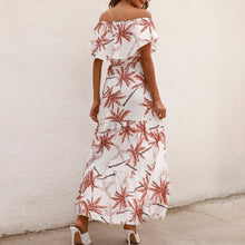 Load image into Gallery viewer, Cute Women Boho Dress Ruffle Printed Floral Leopard Off Shoulder Long Female Vestidos Loose Party High Waist Street Midi Dress