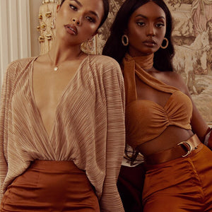 Deep V-Neck Pleated Sexy Bodysuit Women Fashion Long Sleeve Loose Women Rompers Spring Casual Bodysuit Jumpsuit 2021 Tops