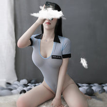 Load image into Gallery viewer, Deep V See Through Bodysuit Halloween Porn Party Cosplay Police Playsuits Sexy Cop Adult sexual Fantasy Role Play Police Costume