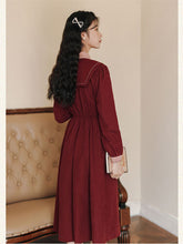 Load image into Gallery viewer, Design Sense French Niche Dresses Casual Women 2021 Autumn Long Sleeved Red Dress Temperament Retro Vestidos de fiesta
