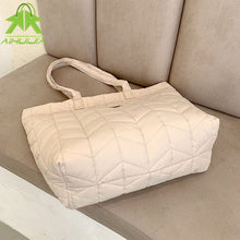 Load image into Gallery viewer, Designer Quilted Puff Big Shoulder Bag for Women 2022 New Casual High Capacity Handbag Female Space Cotton Tote Bag Winter Warm