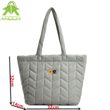 Load image into Gallery viewer, Designer Quilted Puff Big Shoulder Bag for Women 2022 New Casual High Capacity Handbag Female Space Cotton Tote Bag Winter Warm