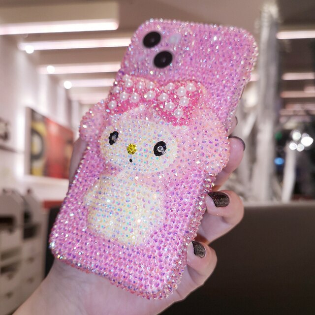 Diamond 14 Pro Max Melody for Phone Model Cute Girl iPhone 12 Pro Max Phone Cover 11 Handmade Crystal Case iPhone 13 Pro