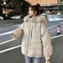 Load image into Gallery viewer, Down Cotton Jacket Female Bread Clothes Loose Hooded Coat 2021 New Winter Korean Version Thickened Students Short Warm Parka