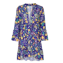 Load image into Gallery viewer, Dress 2021 Fashion High Quality vestido Women&#39;s  Plus Size Loose Print Long Sleeve V-Collar Button Mini Dresses платье 2021