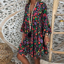 Load image into Gallery viewer, Dress 2021 Fashion High Quality vestido Women&#39;s  Plus Size Loose Print Long Sleeve V-Collar Button Mini Dresses платье 2021