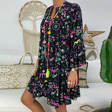Load image into Gallery viewer, Dress 2021 Fashion High Quality vestido Women&#39;s  Plus Size Loose Print Long Sleeve V-Collar Button Mini Dresses платье 2021