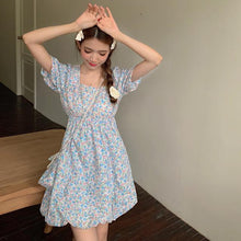 Load image into Gallery viewer, Dress Female Summer 2021 New Small Fresh and Sweet Square Neck Short-sleeved Waist Dress Fairy Dress