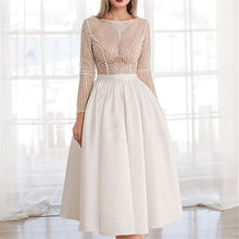Load image into Gallery viewer, Dress White Sexy Embroidered Long-sleeved Big Swing Dress European American Banquet Evening Dress Long Skirt Autumn Spring New