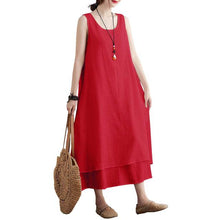 Load image into Gallery viewer, Dress Women Elegant Vintage Fashion Dress Cotton Linen Dress Solid Sleeveless Pocket Loose Casual 2021 Summer Vestido White