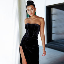 Load image into Gallery viewer, Dress for Women Summer Velvet Maxi Bodycon Dress Sexy Backless Women&#39;s Dress Evening 2022 Elegant Black Party Dress