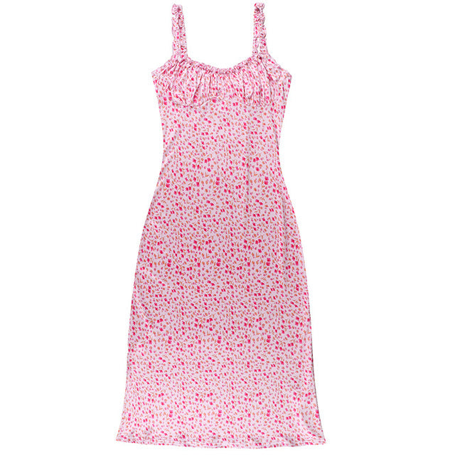 Dresses For Women 2022 Summer Skinny Sexy Pink Print Halter Casual Evening Party Prom Maxi Dress Vestidos Beach Streetwear