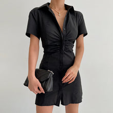 Load image into Gallery viewer, Dresses For Women 2022 Summer Skinny Sexy Single-Breasted Lapels Casual Club Party Shirt Mini Dress Vestidos Streetwear Clothes