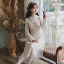 Load image into Gallery viewer, Dresses for women 2021 Chiffon Elegant Cheongsam Vestidos Femme Disc Button Retro Stand Collar Embroidery Slim Sweet Dress