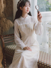 Load image into Gallery viewer, Dresses for women 2021 Chiffon Elegant Cheongsam Vestidos Femme Disc Button Retro Stand Collar Embroidery Slim Sweet Dress