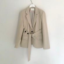 Load image into Gallery viewer, Elegant Belt Slim Waist Notched Collar Blazer Women Loose Office Ladies Korean Chic Suit Coat Women All Match Casual Jacket