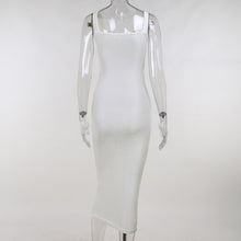 Load image into Gallery viewer, Elegant Bodycon Sexy Dress Women White Y2K Summer Hollow Out Sleeveless Spaghetti Strap Party Bandage Midi Dresses 2021