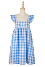 Load image into Gallery viewer, Elegant Butterfly Sleeve Ruffle Mini Dress Casual Square Collar Plaid Party Dress Women Summer Loose Pocket Beach Dress Vestidos