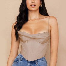 Load image into Gallery viewer, Elegant Chic Stain Low Cut Y2k Corset Top Sexy Sleeveless Backless Gathered Cropped Tops Camis Club Party Clothes 2022 New