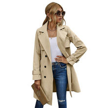 Load image into Gallery viewer, Elegant Fashion Women Trench Solid Color Outerwear Double Breasted Long Sleeve Lapel Belted Trench Autumn Spring Long Coats