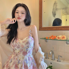 Load image into Gallery viewer, Elegant Floral Summer Dress for Women V-Neck Beach Sweet Sexy Strap Mini Dress Female Korean Backless Casual Party Dress 2021