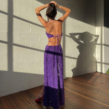 Load image into Gallery viewer, Elegant Frayed Two Piece Set Women Sexy Skinny Wrapped Chest Halter Lace Up Crop Tops+ Straight Bandage Side Split Skirt