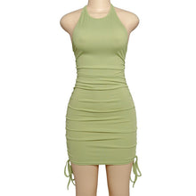 Load image into Gallery viewer, Elegant Halter Neck Knitted Drawstring Bandage Bodycon Dress Women Summer 2021 Fashion Casual Party Short Mini Backless Dresses