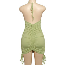 Load image into Gallery viewer, Elegant Halter Neck Knitted Drawstring Bandage Bodycon Dress Women Summer 2021 Fashion Casual Party Short Mini Backless Dresses