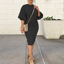 Load image into Gallery viewer, Elegant Long Lantern SleeveSolid  Party Dress Fashion O Neck Sweatshirt Dress Ladies Casual Women Loose Pullover Dress Vestidos