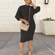 Load image into Gallery viewer, Elegant Long Lantern SleeveSolid  Party Dress Fashion O Neck Sweatshirt Dress Ladies Casual Women Loose Pullover Dress Vestidos