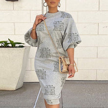 Load image into Gallery viewer, Elegant Long Lantern SleeveSolid  Party Dress Fashion O Neck Sweatshirt Dress Ladies Casual Women Loose Pullover Dress Vestidos
