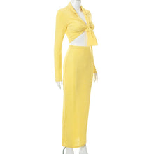 Load image into Gallery viewer, Elegant Maxi Dress Sets Women Casual Long Sleeve Shirt Crop Top And Long Skirt Suits Summer Fashion2021 Sexy Party Two Piece Set