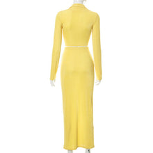 Load image into Gallery viewer, Elegant Maxi Dress Sets Women Casual Long Sleeve Shirt Crop Top And Long Skirt Suits Summer Fashion2021 Sexy Party Two Piece Set