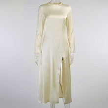 Load image into Gallery viewer, Elegant Party Women Dress Slim O Neck Long Sleeve Mid Calf Dresses 2021 Casual Office Lady Casual Birthday Solid Red Vestido