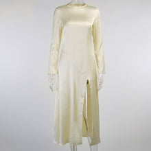 Load image into Gallery viewer, Elegant Party Women Dress Slim O Neck Long Sleeve Mid Calf Dresses 2021 Casual Office Lady Casual Birthday Solid Red Vestido