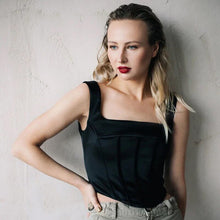 Load image into Gallery viewer, Elegant Patchwork Fishbone Sculpting Vest Solid Sleeveless Slash Neck Slim Crop Top Sexy Y2k Top T Shirt for Women Streetwear