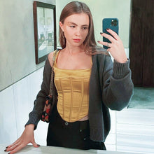 Load image into Gallery viewer, Elegant Patchwork Fishbone Sculpting Vest Solid Sleeveless Slash Neck Slim Crop Top Sexy Y2k Top T Shirt for Women Streetwear