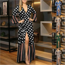 Load image into Gallery viewer, Elegant Plus Size Dress Split Maxi Dresses Women Deep V Neck Sexy Dress Autumn Floral Print Long Robe Vestidos Invierno 2021