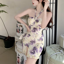 Load image into Gallery viewer, Elegant Print Floral Cute Dress Women Design Korean Strapless Casual Sexy Sweet Mini Dress Female Holiday Slim Fairy Sundress